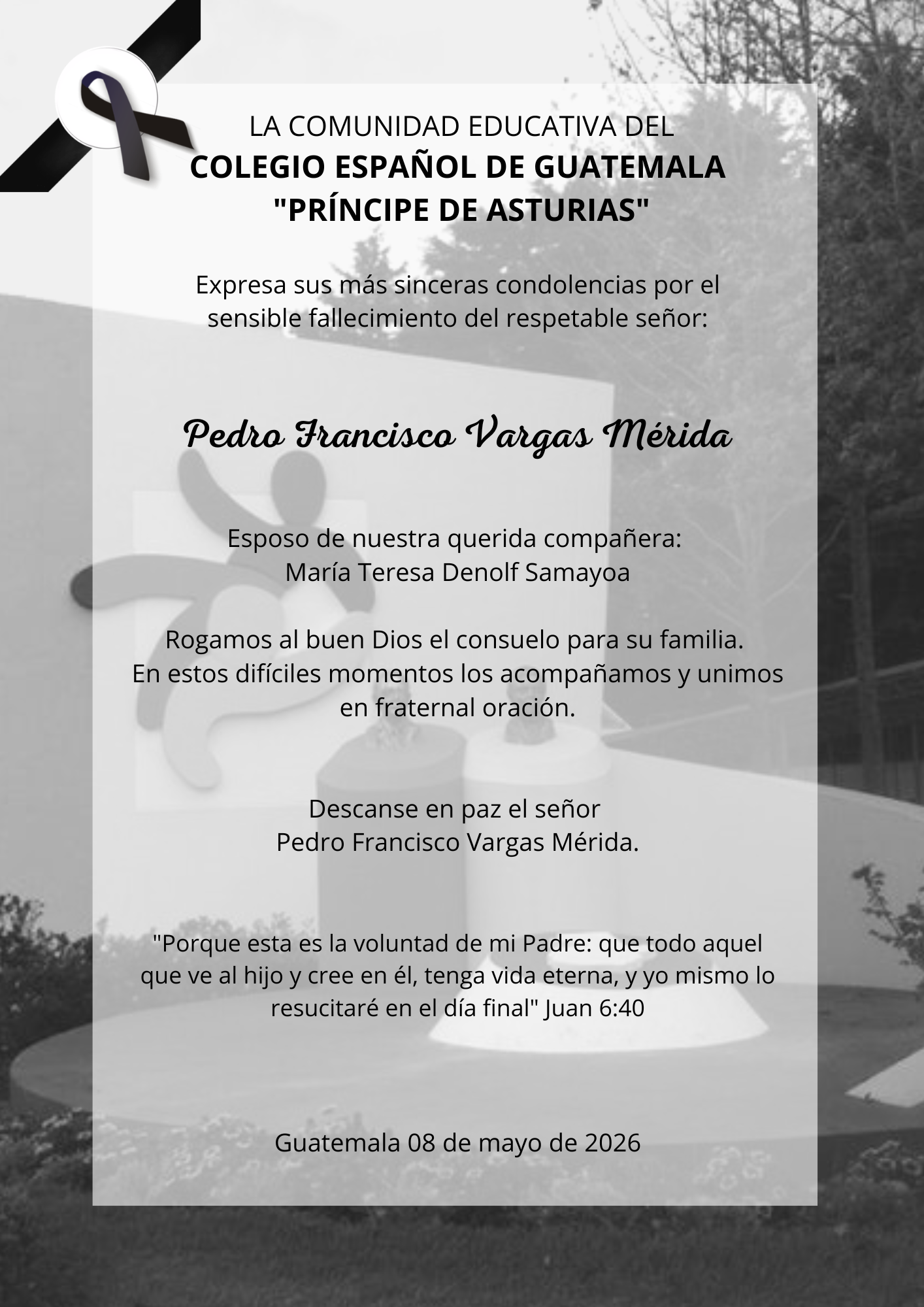 Nota de duelo Pedro Vargas